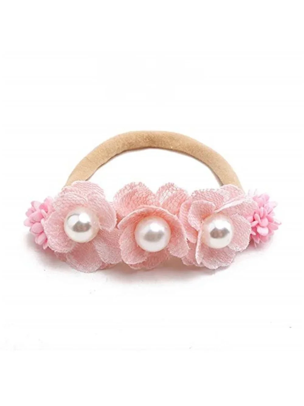 Baby Girl Headbands 3 Pack Pink Flower Nylon Hair Bands Newborn Infant Toddler